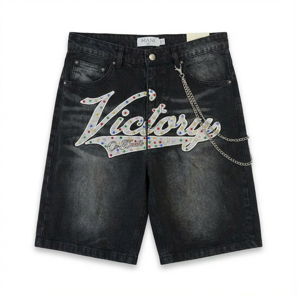 Varsity Denim Shorts "VOD"