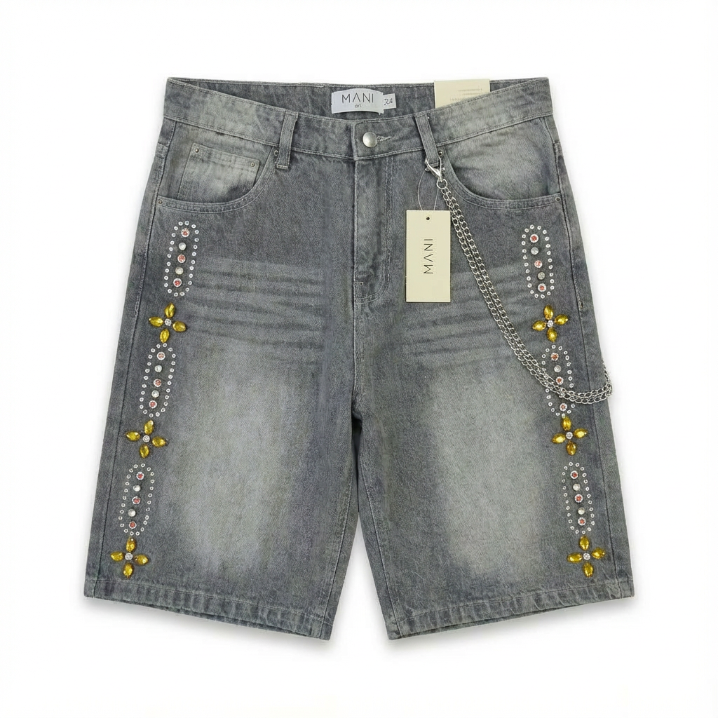 Solar Bloom Denim Shorts