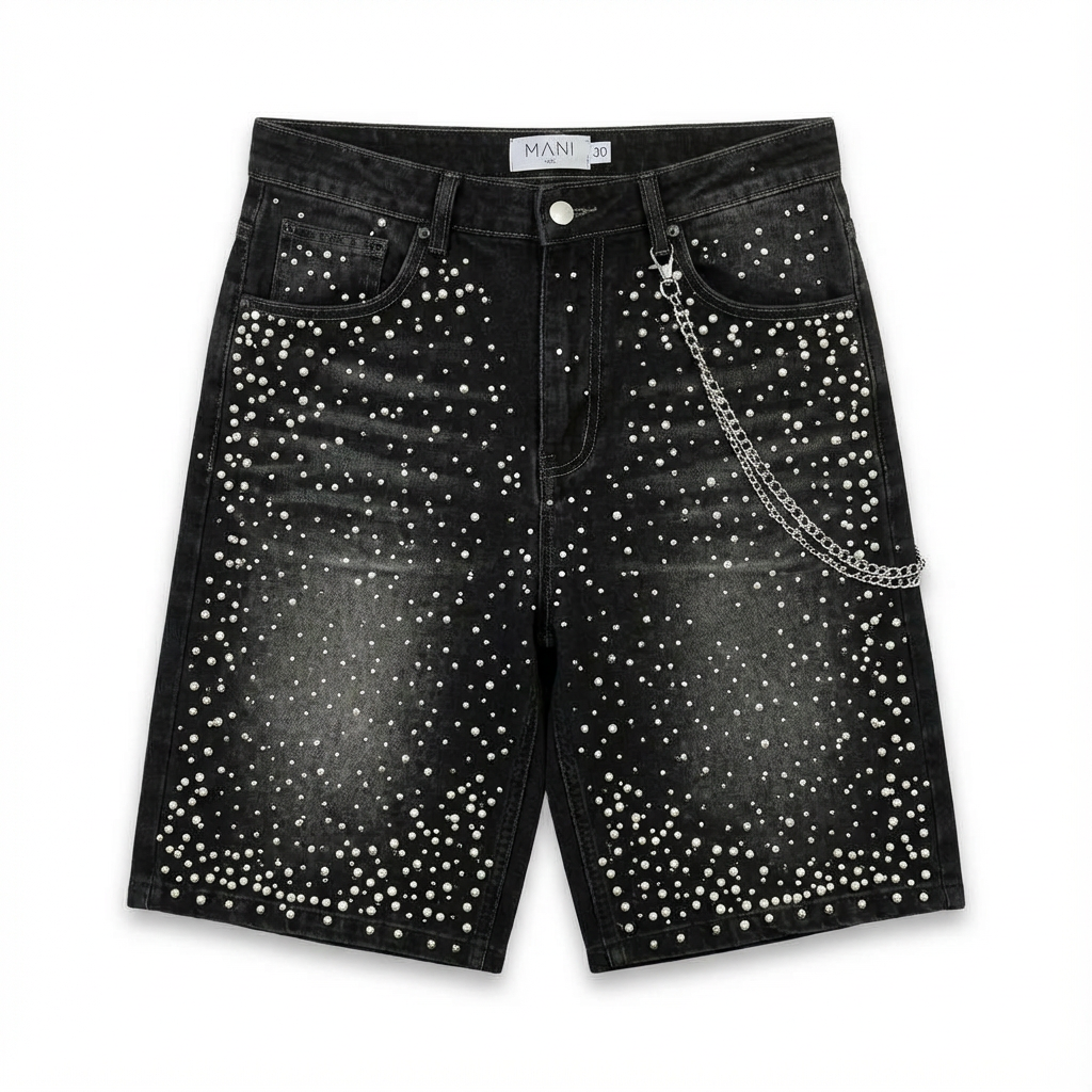 Pearl Denim Shorts Black