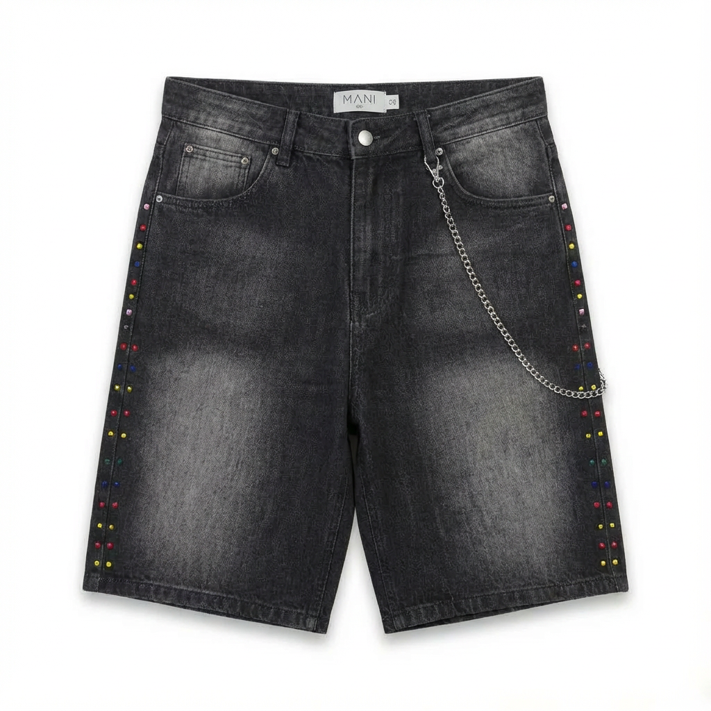 Multi-Stone Denim Shorts