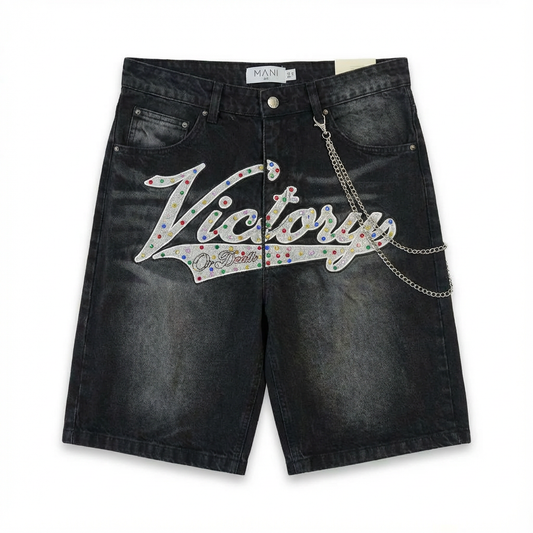 Varsity Denim Shorts "VOD"