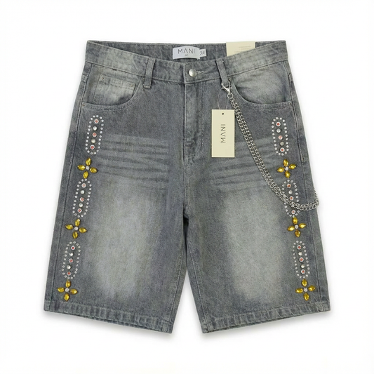 Solar Bloom Denim Shorts