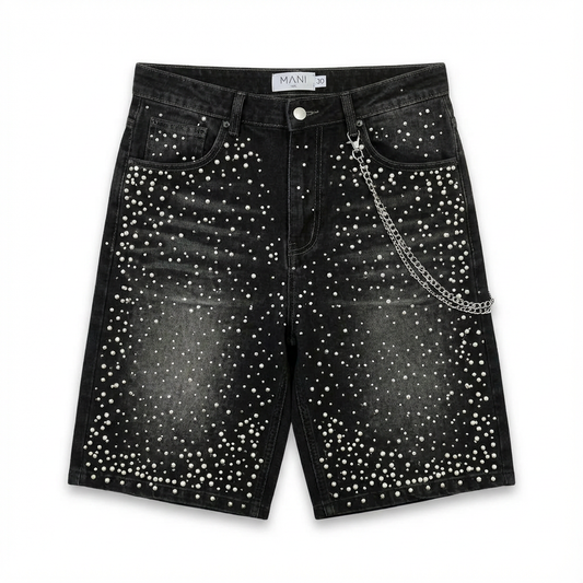 Pearl Denim Shorts Black