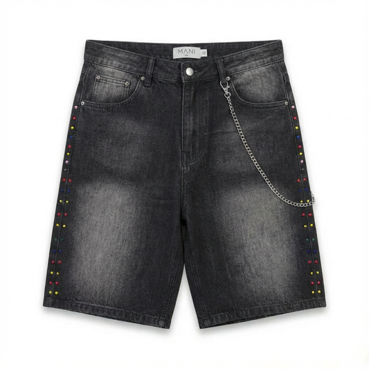 Multi-Stone Denim Shorts